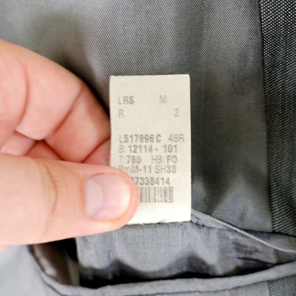 Calvin Klein Wool Gray Birdesye Peak Lapel 44L Blazer 2 Button‎ Tagged 46R - Picture 10 of 13
